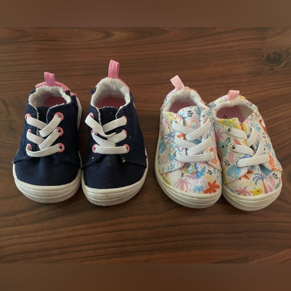 Kids Floral and Navy Sneakers